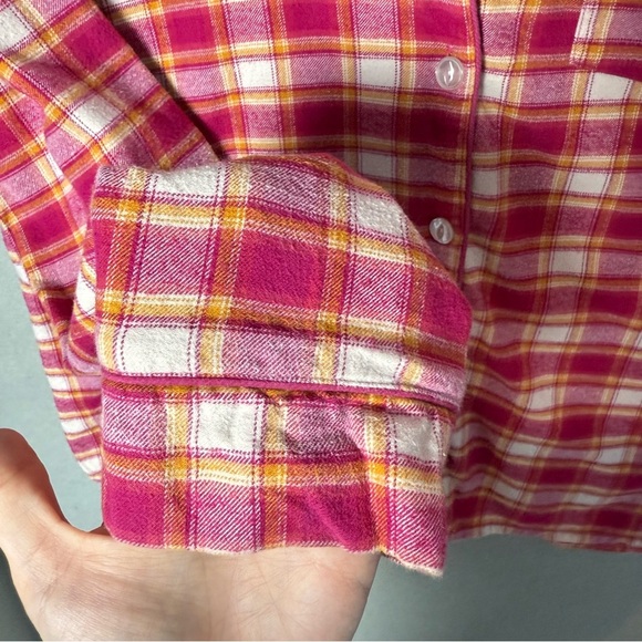 Sundance Women's Pink Plaid Cotton Flannel Pajama Top size L - Picture 8 of 10